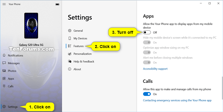 Turn On or Off Display Apps from Phone in Your Phone app on Windows 10-your_phone_turn_off_apps.png