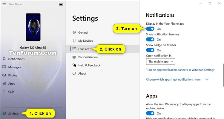 Turn On or Off Android Notifications in Your Phone app on Windows 10-your_phone_app_notifications_on.jpg