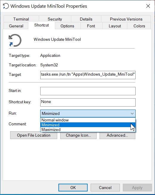 Create Elevated Shortcut without UAC prompt in Windows 10-minimized-shortcut.jpg