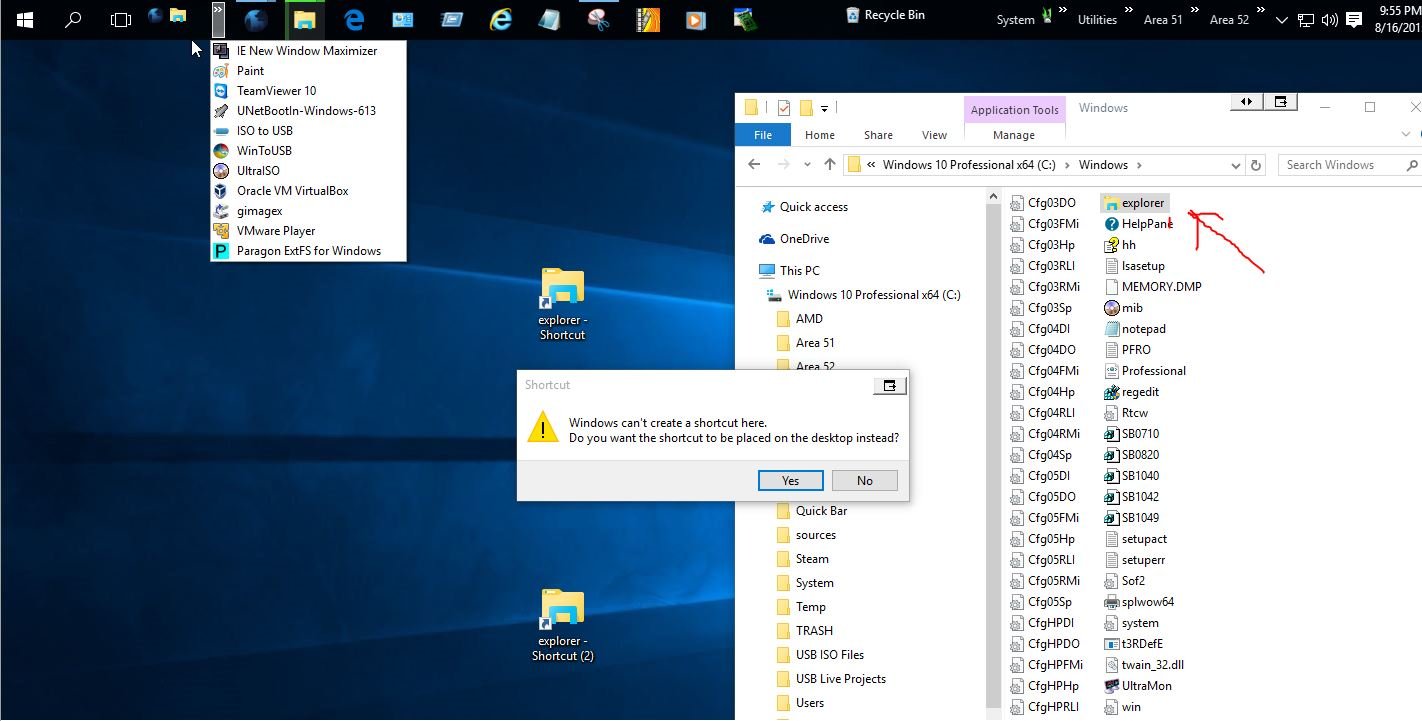 create shortcut windows 10 command line