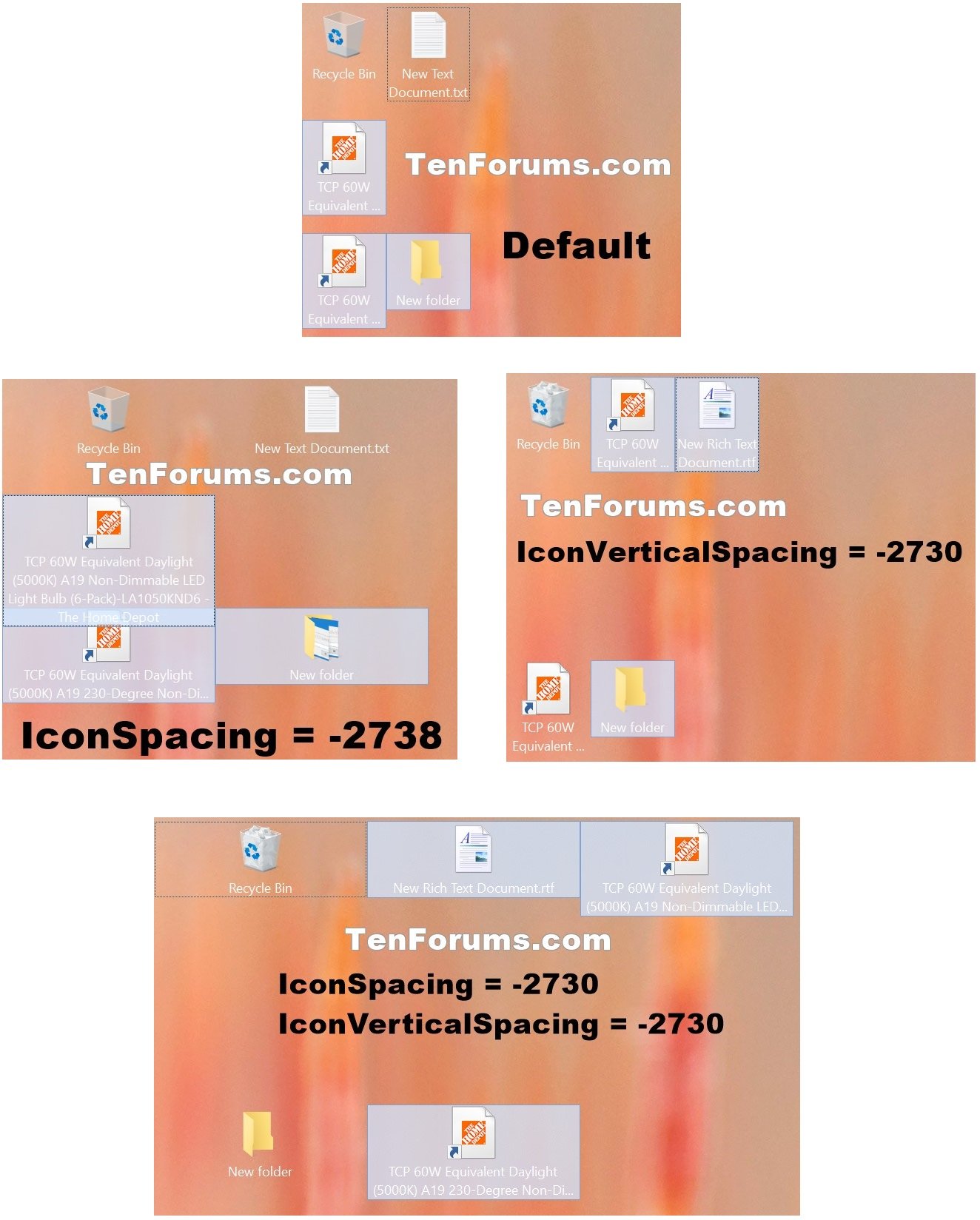 windows 10 change icon spacing
