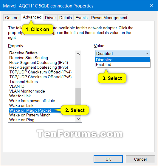 wol wake on lan settings values wol wake on lan settings values