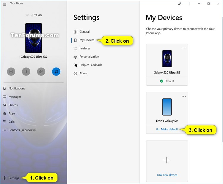 Change Default Device to Connect with Your Phone app in Windows 10-your_phone_choose_default_device-2.jpg