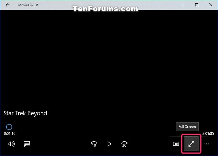Turn On Or Off Full Screen Playback In Movies Tv App In Windows 10 Tutorials