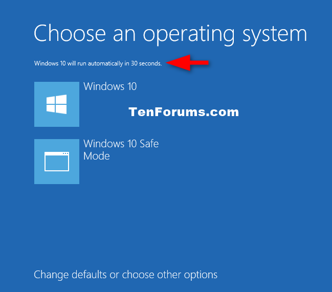 default boot windows 10