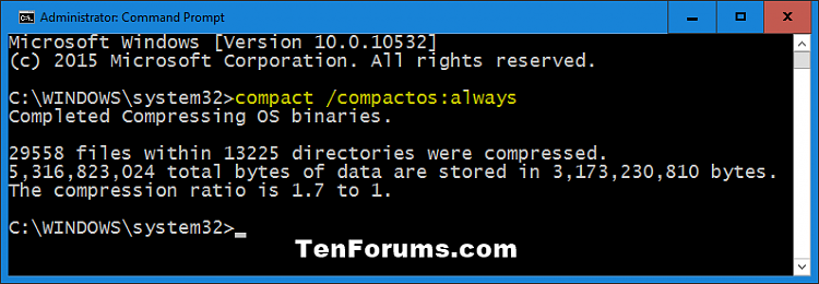Compress or Uncompress Windows 10 with Compact OS-compress_command.png