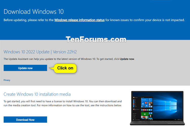 Update To Latest Version Of Windows 10 Using Update Assistant Tutorials