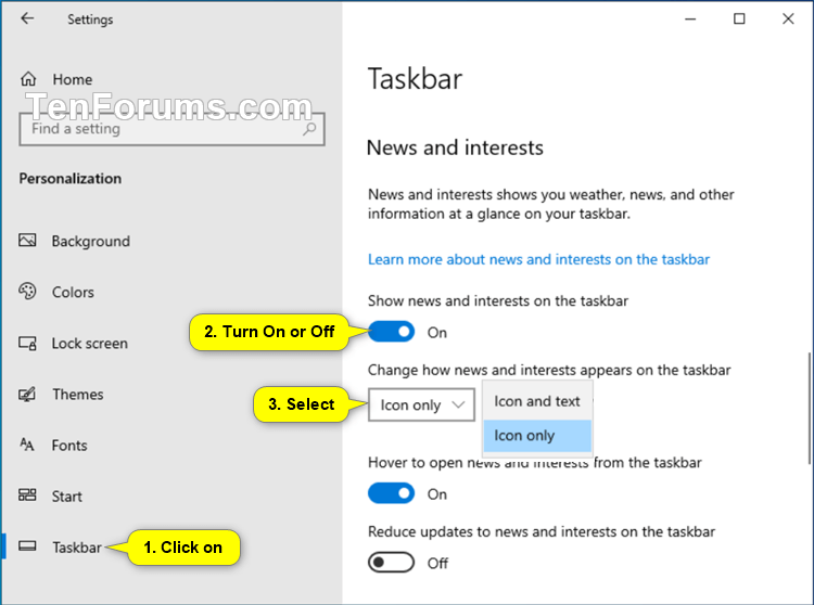 Add Or Remove News And Interests Icon On Taskbar In Windows 10 Tutorials