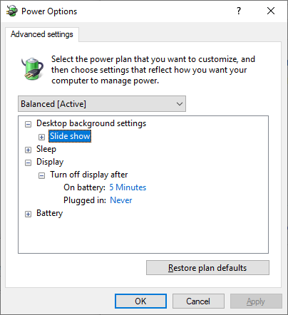 Add or Remove Dimmed display brightness from Power Options in Windows-power-options.png