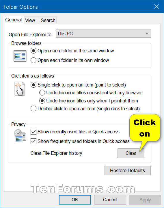 Hide Specific File or Folder from Quick Access in Windows 10 Tutorials