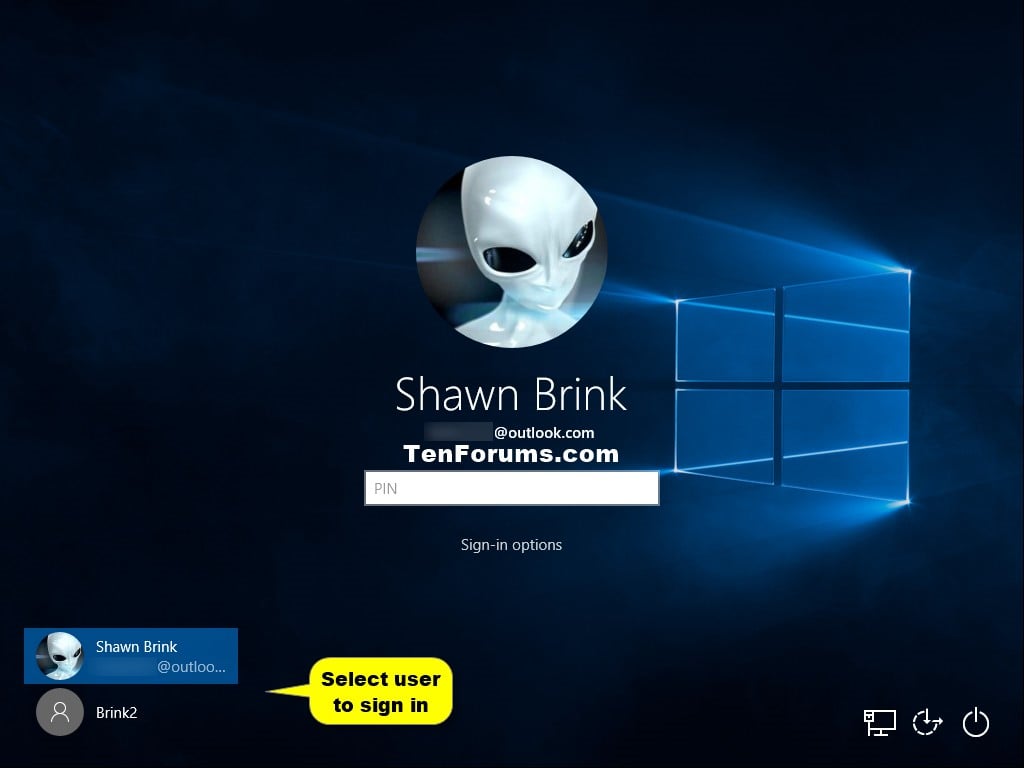 Create Switch User shortcut in Windows 10 Tutorials