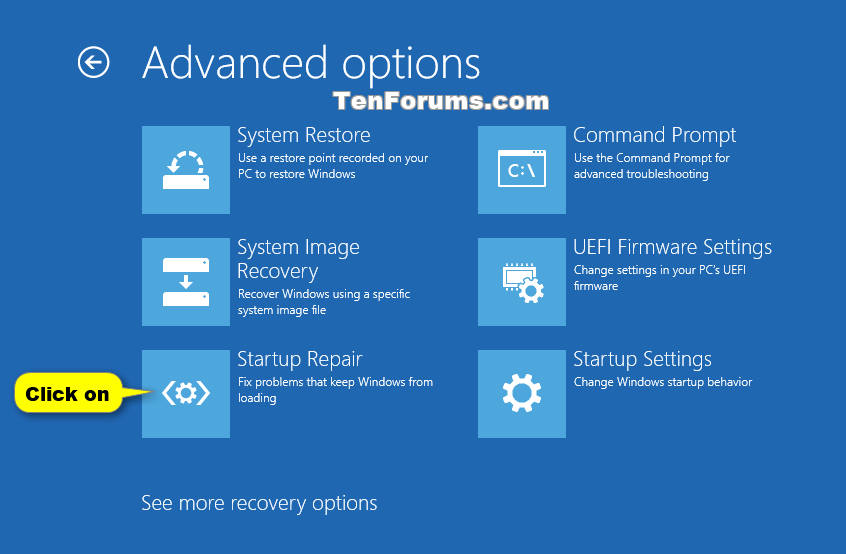 Run Startup Repair In Windows 10 Tutorials
