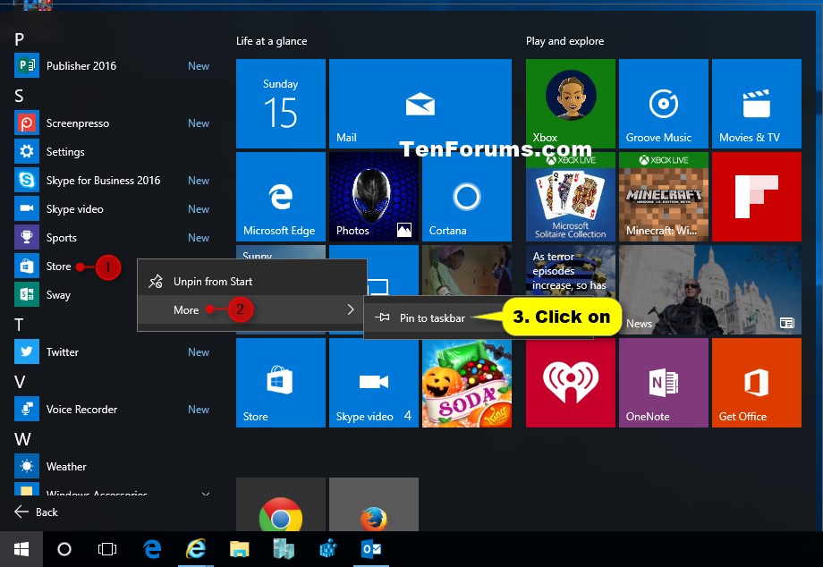 Customization Pin To Taskbar And Unpin From Taskbar Apps In Windows 10