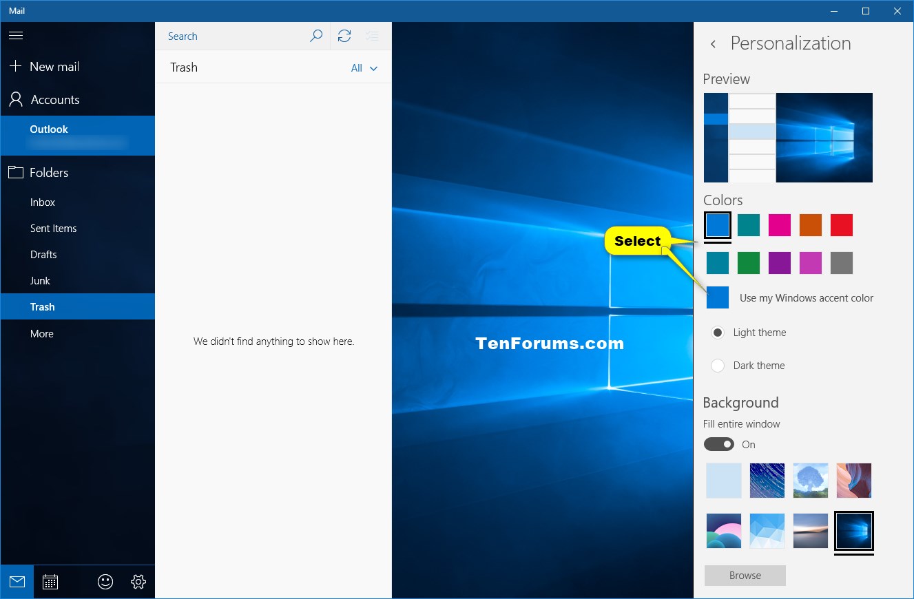 Change Accent Color Of Mail And Calendar App In Windows 10 Tutorials