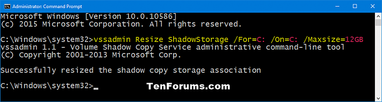 Change System Protection Max Storage Size for Drive in Windows 10-vssadmin_resize_shadowstorage.png