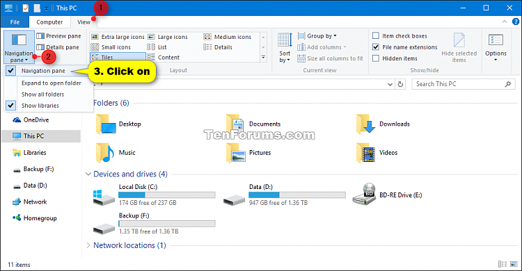 Show or Hide Navigation Pane in File Explorer in Windows 10-hide-show_navigation_pane_ribbon.png