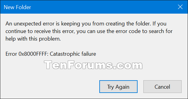 Change New Folder Name Template in Windows-new_folder_0x8000ffff_error.png