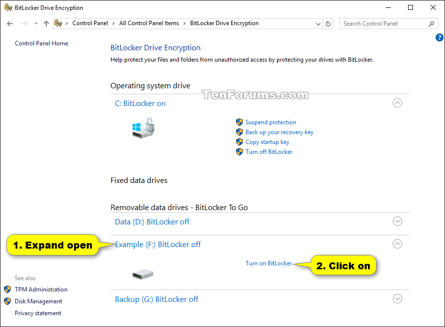 Alcatraz Island Lily strop Turn On or Off BitLocker for Removable Data Drives in Windows 10 | Tutorials