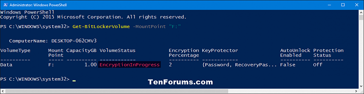 Check BitLocker Drive Encryption Status in Windows 10-bitlocker_status-progress_powershell.png