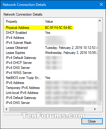 how to find my pc mac address windows 10