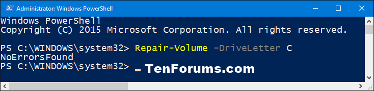 Drive Error Checking in Windows 10-powershell_repair-volume.png