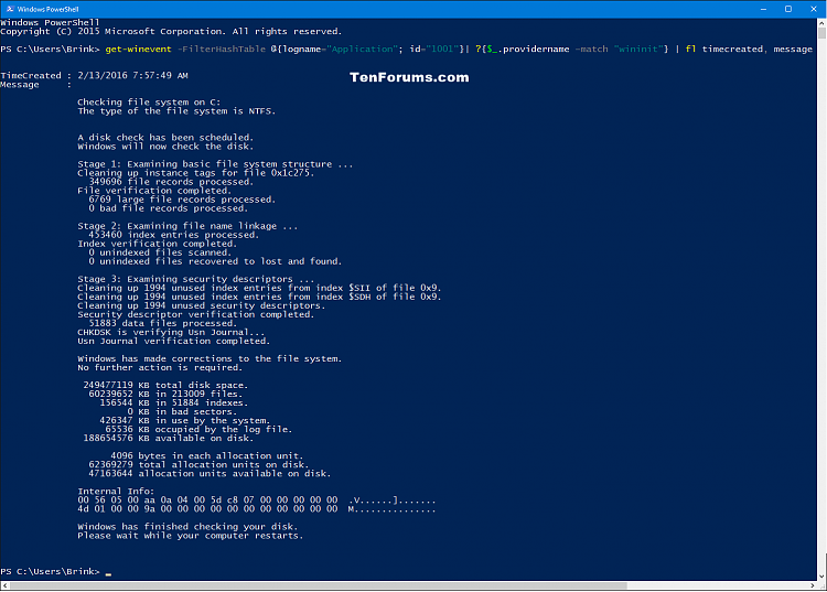 Read Chkdsk Log in Event Viewer in Windows 10-chkdsk_results_powershell-2.png