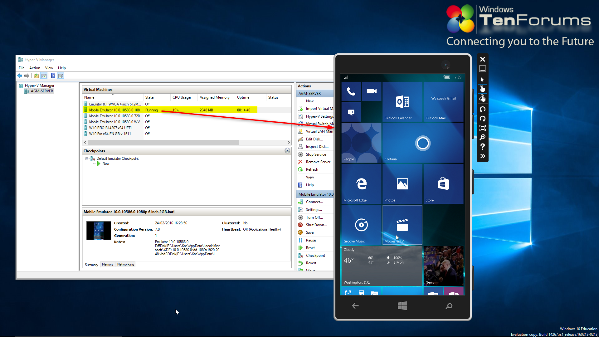 hyper-v windows 10 linux vm
