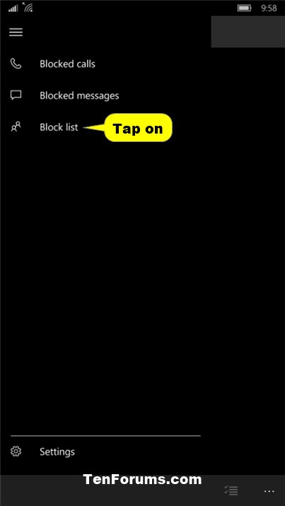 Phone Number - Block or Unblock on Windows 10 Mobile Phone-phone_blocked_calls-4.jpg