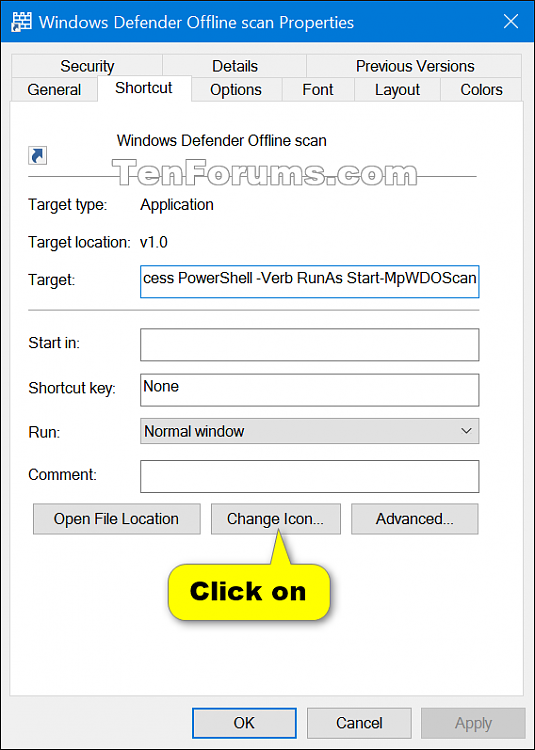 How to Create a Microsoft Defender Offline Scan shortcut in Windows 10-shortcut3.png