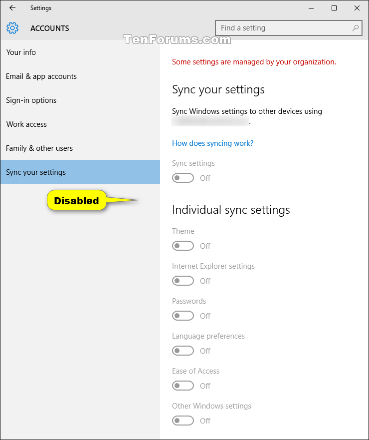 How do I enable SYNC on Windows 10?
