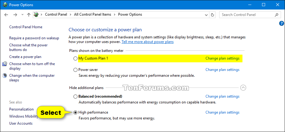 windows 10 delete power plan