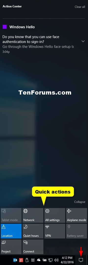 quick actions windows 10 quick actions windows 10