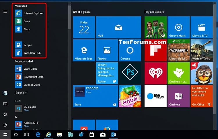 Add Or Remove Most Used Apps From Start Menu In Windows 10 Page 3