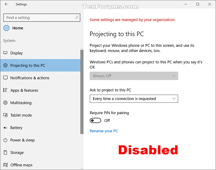 Enable or Disable Projecting to this PC in Windows 10-projecting_to_this_pc-disabled.png