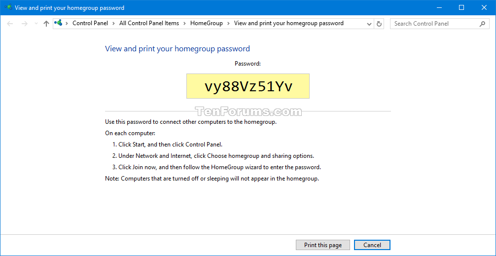 cant view homegroup password windows 7