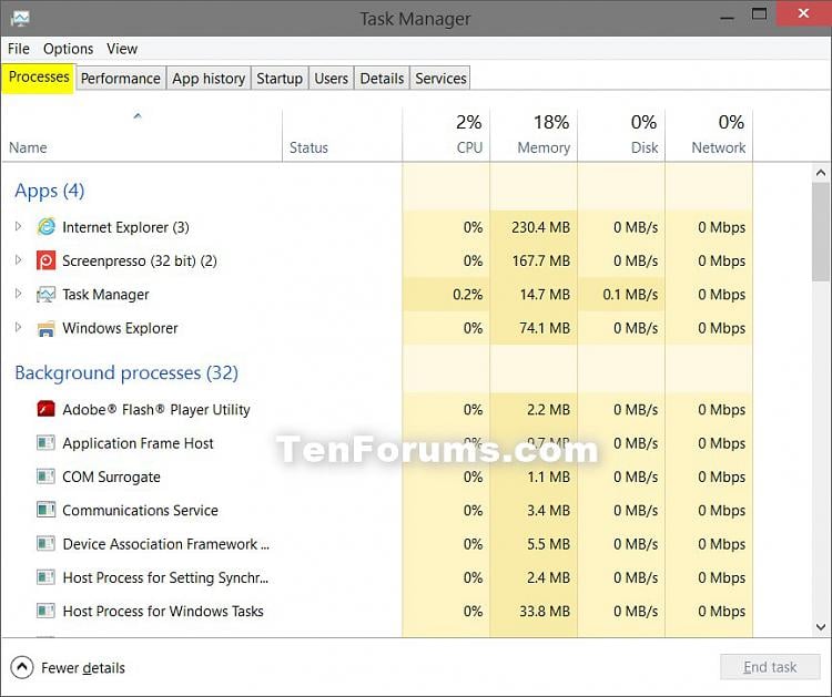 how to close all background processes windows 10 task manager