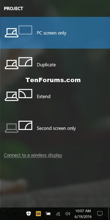 windows 10 presentation display mode