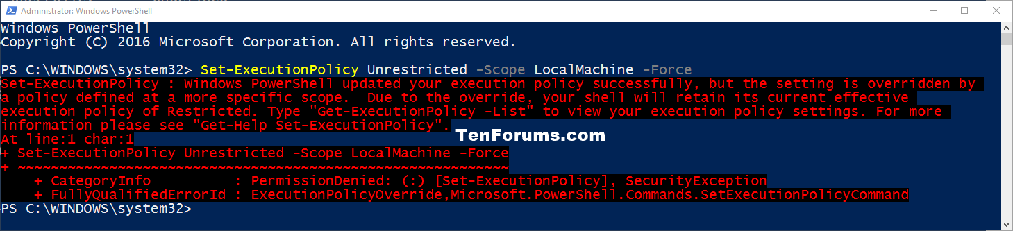 Setting the PowerShell Execution Policy