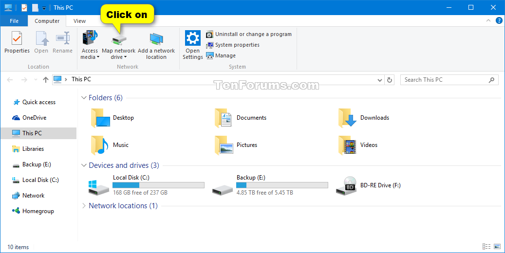 connect to a network drive windows 10