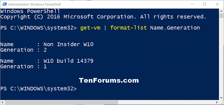See if Hyper-V Virtual Machine is Generation 1 or Generation 2-hyper-v_generation_powershell.png