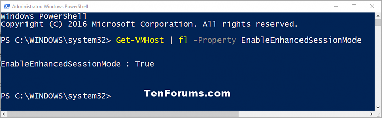 Turn On or Off Hyper-V Enhanced Session Mode in Windows 10-enhanced_session_mode_status_powershell.png