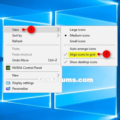 Desktop Icons Align To Grid Turn On Or Off In Windows Windows Tutorials
