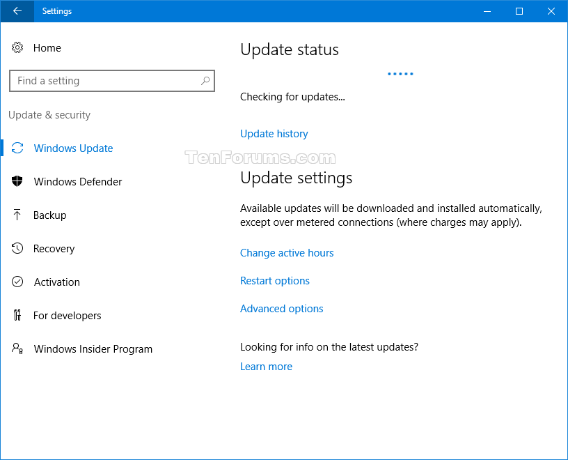 Check for and Install Windows Update in Windows 10 Tutorials