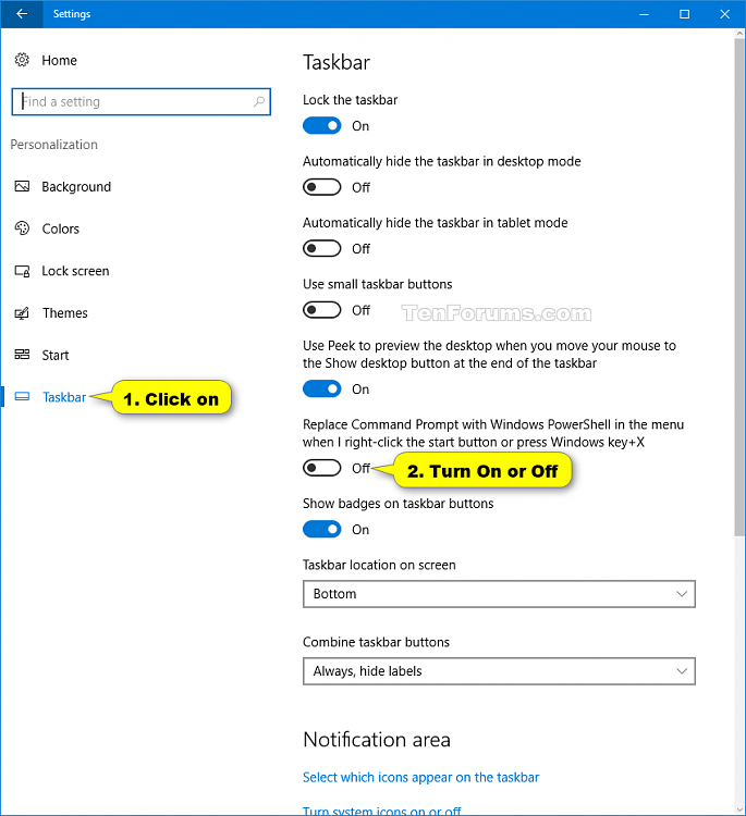 Show Command Prompt or Windows PowerShell on Win+X menu in Windows 10-win-x_settings.png