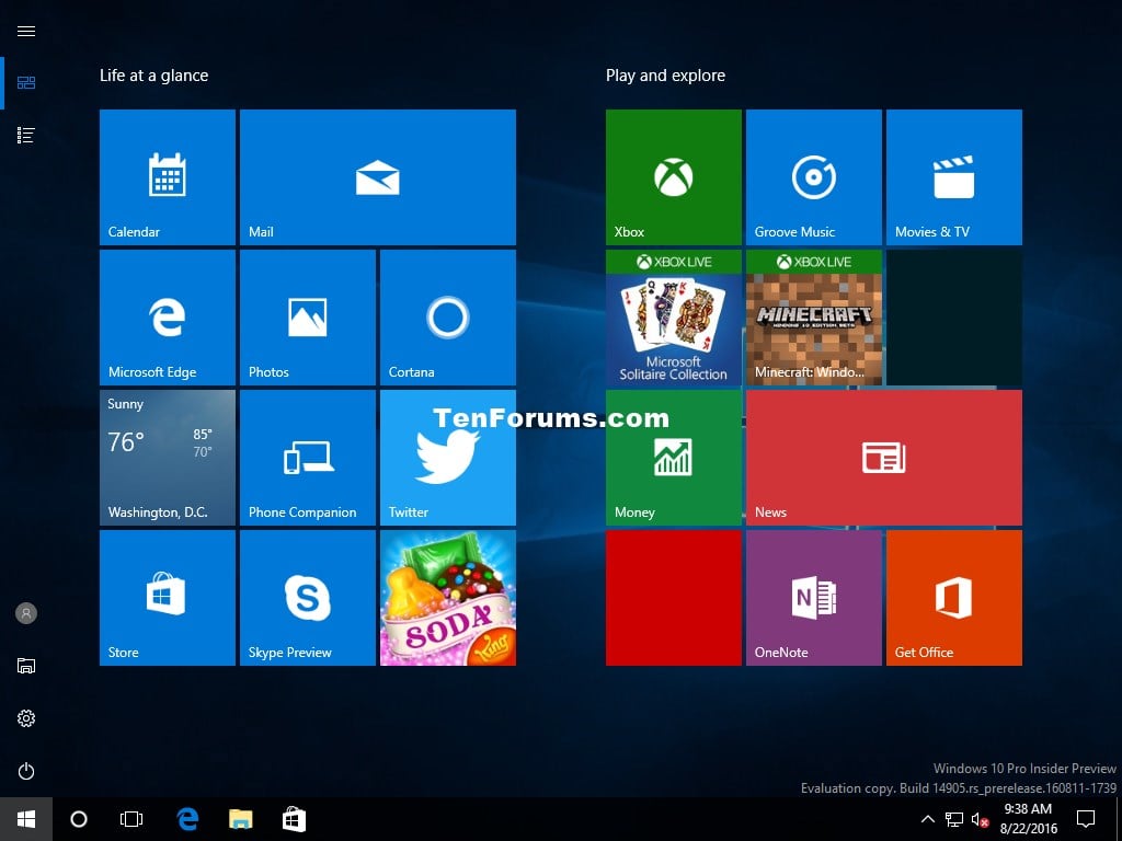 Turn On Or Off Full Screen Start Menu In Windows 10 Tutorials