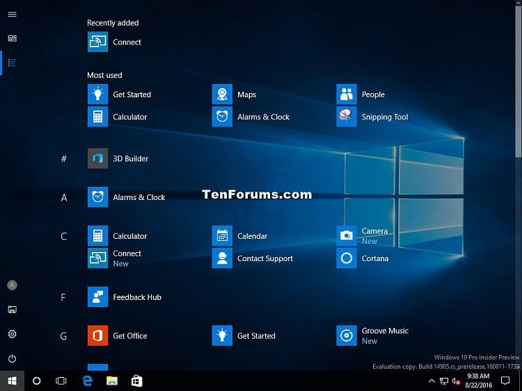 Turn On Or Off Full Screen Start Menu In Windows 10 Tutorials