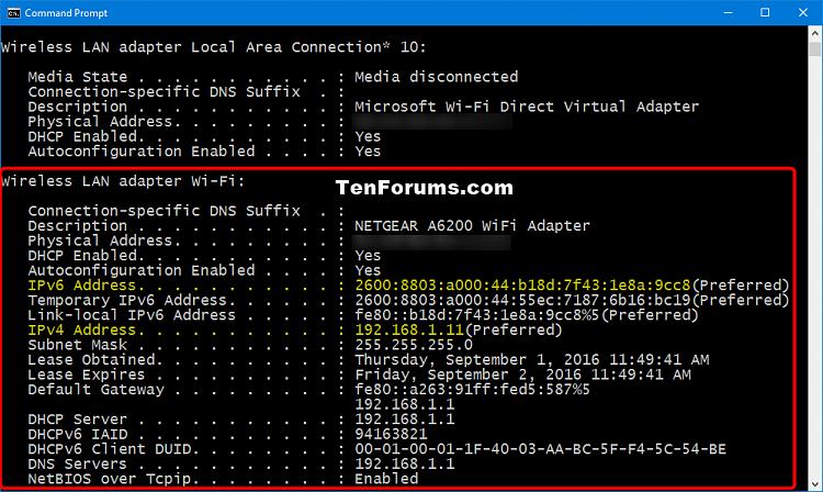 how to find ip and mac address on windows 10