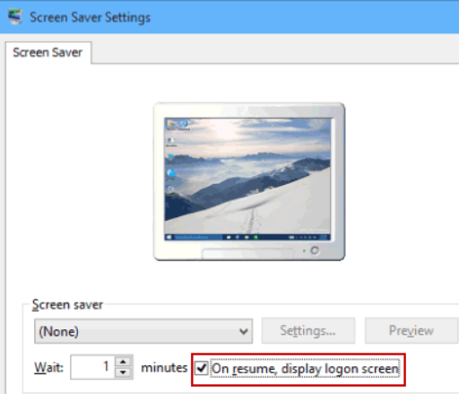On Resume Display Logon Screen Windows 10