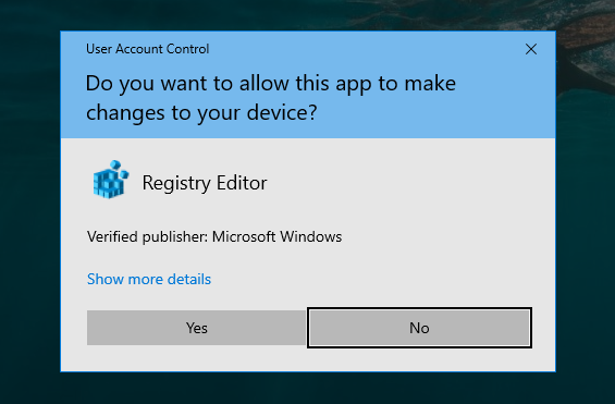 No Windows 10 Administrator account-uac-regedit.png