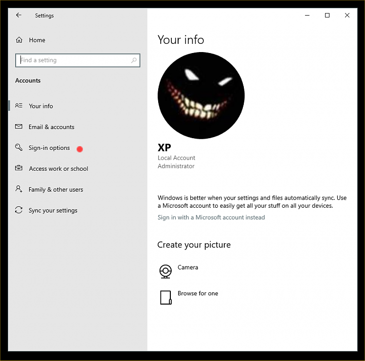 Settings &gt; Accounts... clicking on Sign In Options does nothing-image1.png